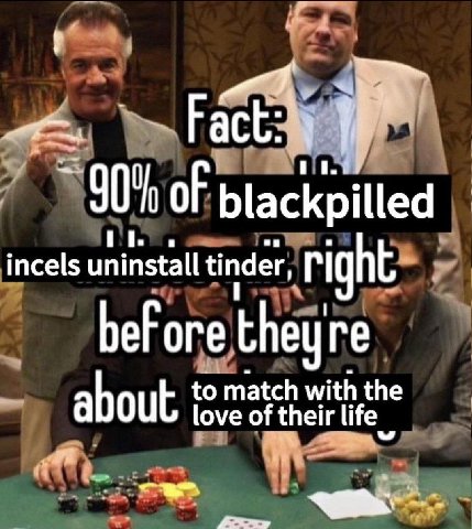 oF blackpilled incels uninstall tinder right before theyre to match with the abou love of their life a