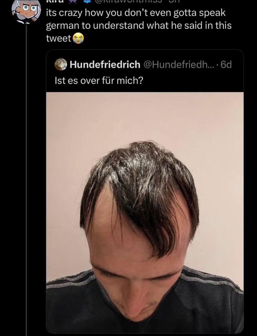 its crazy how you don’t even gotta speak german to understand what he said in this tweet я Hundefriedrich Ist over fur mich?