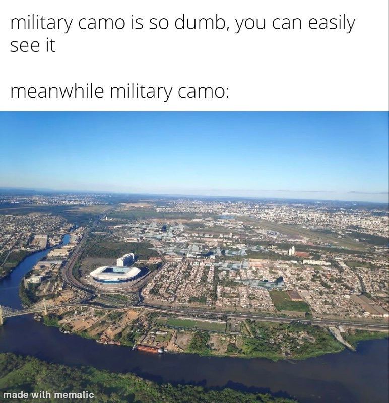 military camo is dumb, you can easily see It meanwhile military camo: 2 made with mematic
