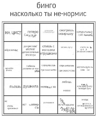 бинго насколько ты не-нормис He от смотришь твует натуральный сквирчшоу цвет депрессия/ СПИШЬ С носишь кучу состоишь апатия/ МЯГКИМИ депрессивные (не важно в каких) игрушками эпизоды любишь спрашиваеш