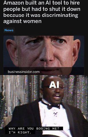 Amazon built an tool to hire people but had to shut it down because it was discriminating against women ousinessinsider.com В WHY ARE УОЦ BOOING MEL?