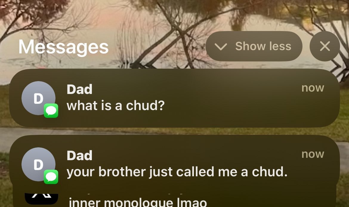у Show les essages Dad what is a chud? Dad your brother just called me a chud и inner Imao