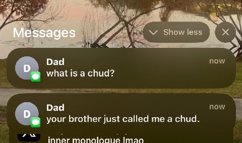 у Show les essages Dad what is a chud? Dad your brother just called me a chud и inner Imao