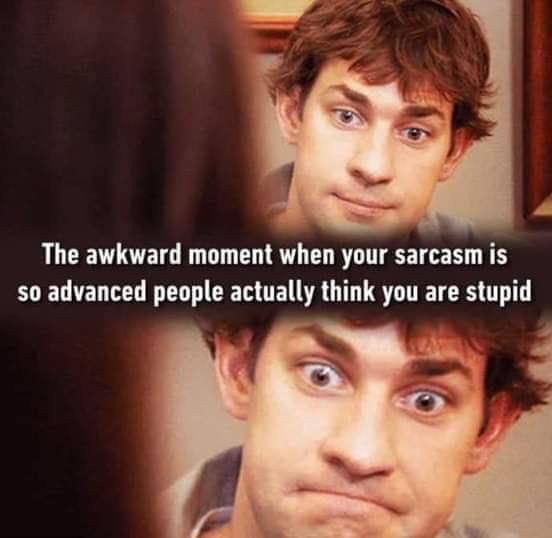The awkward moment when your sarcasm is so advanced people actually think you are stupid