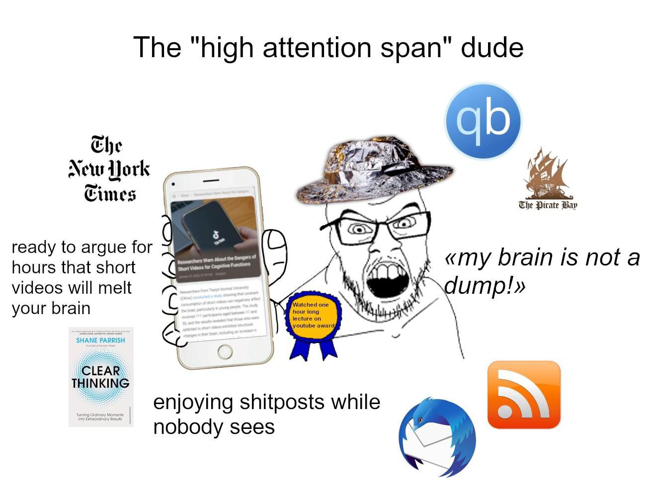 The "high attention span" dude Ehe New York Eimes The Bay ready to argue for «my brain is not a hours that short videos will melt dump!» your brain hour long one lecture on. ‘SHANE PARRISH CLEAR THINK