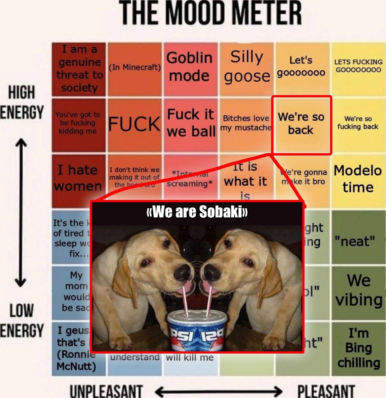 Sill Let's LETS FUCKING goose HIGH my mustache back fucking back е'ге gonna Modelo the it bro time «We are Sobakin ght LOW ENERGY у understand will kill me UNPLEASANT FASANT