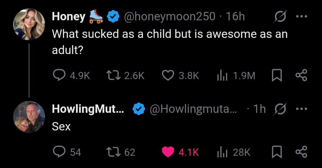 Нопеу What sucked as achild but is awesome as adult? HowlingMut... Sex