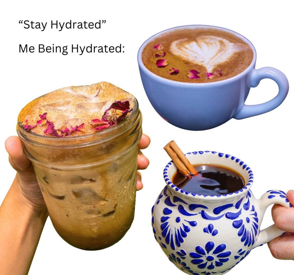 “Stay Hydrated” Me Being Hydrated: 4,