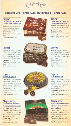 $9 КОНФЕТЫ В КОРОБКАХ ЦУКЕРКИ В КОРОБКАХ Варьете Bap’ere ete с кофейным кремом и кавовим кремом хрустящими шариками хрусткими кульками Описание: шоколадные кон Опис: шоколадн! цукерки 3 кавовим кремом