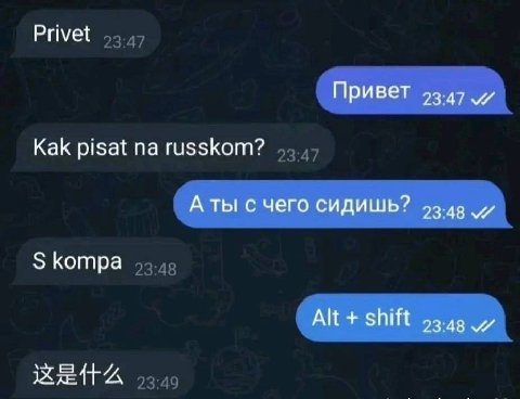 Privet Привет 93.47 Kak pisat russkom? A ты с чего сидишь? Котра Alt shift 53.48
