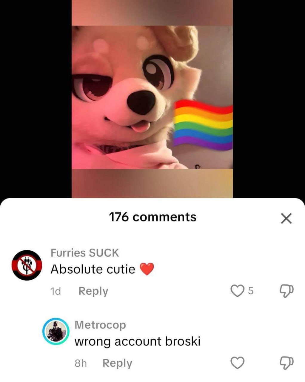 176 comments Furries SUCK Absolute cutie Reply Metrocop wrong account broski Reply