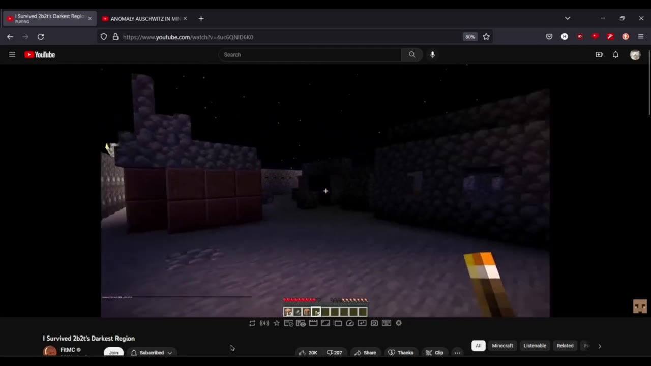 ОН еоижние + у тах 1 Survived 26255 Darkest Region & О В молим youtube.com/watch?v=4uccONIDSKO в ро вю есбоноемо ‘ANOMALY AUSCHWITZ IN MINECRAFT ь Е сд чо more овови СР