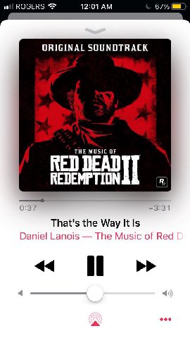 12:01 ROGERS 67% ORIGINAL SOUNDTRACK THE MUSIC OF 0:37 -3:31 That's the Way К 1$ Daniel Lanois The Music of Red 44