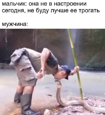 мальчик: она не в настроении сегодня, не буду лучше ее трогать мужчина: