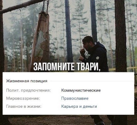 tie 8 у 4 ЗАПОМНИТЕ ТВАРИ, Жизненная позиция Полит едпочтения Коммунистические Мировоззрение Православие Главное в жизни Карьера и деньги