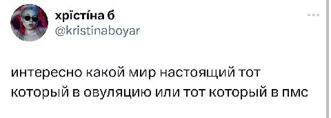 6 @kristinaboyar интересно какой мир настоящий тот который в овуляцию или тот который в пмс