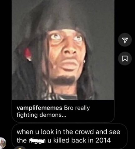 vamplifememes Bro really fighting demons... when look in the crowd and see the и killed back in 2014