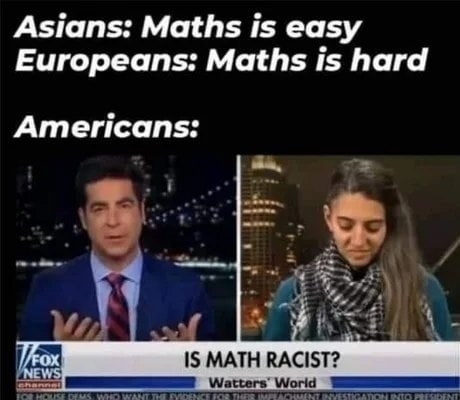 Asians: Maths is easy Europeans: Maths is hard Americans: у 15 МАТН RACIST? World A