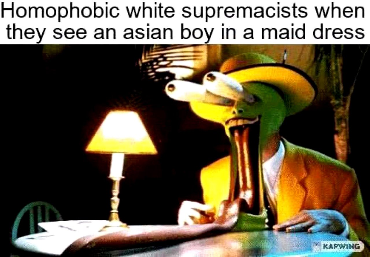 Homophobic white supremacists when they see an asian boy in a maid dress
