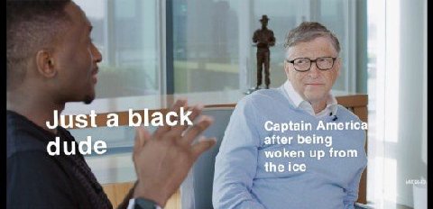 Just a black Captain America after being dude woken up from the ice