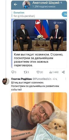 Анатолий Шарий подписчиков Donation с @ASupersharij Ким выглядит хозяином. Странно, посмотрим за дальнейшим развитием этих важных переговоров. 133 ©20 1440 Платон РедЬКин @PlatonRedkin 4 Шпиц выглядит
