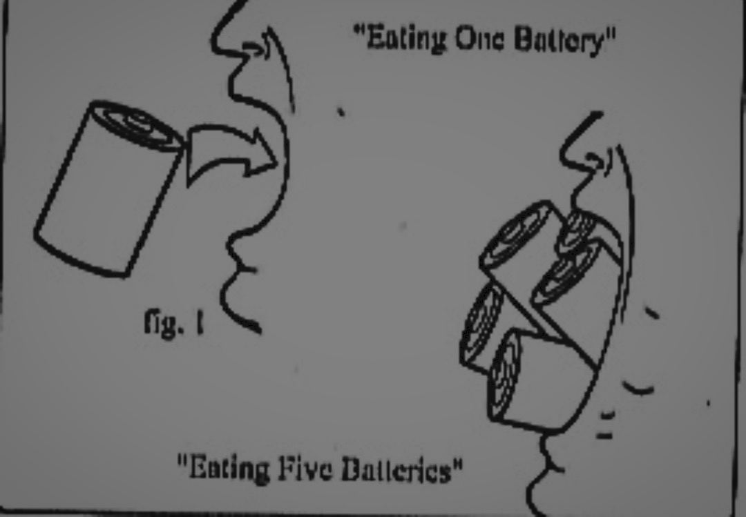 “Eating One Battery" fig. "Eating Five