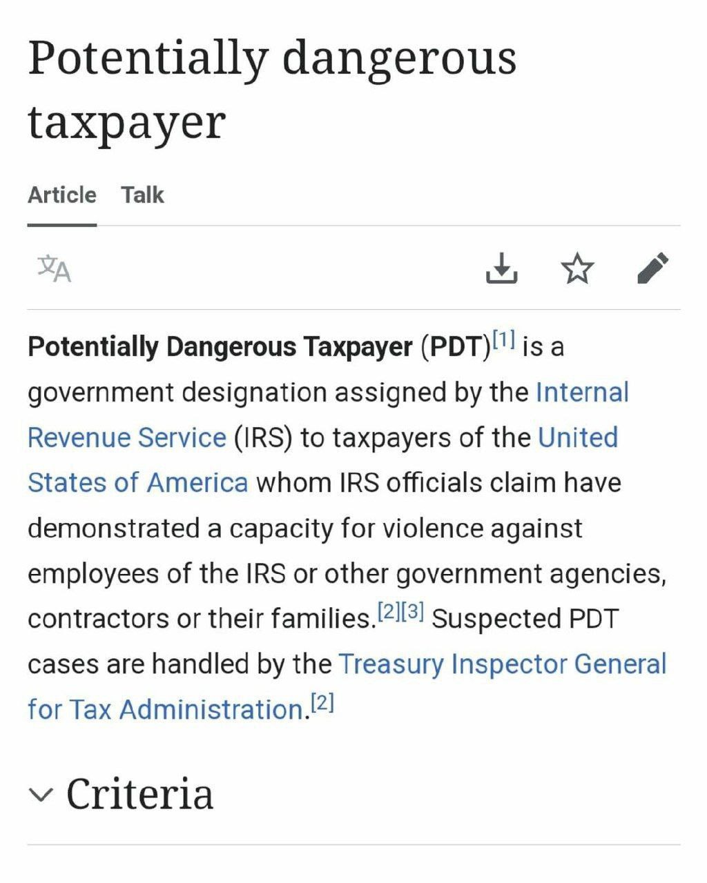Potentially dangerous taxpayer Article Talk Lowe Potentially Dangerous Taxpayer (РОТ)! is а government designation assigned the Internal Revenue Service (IRS) to taxpayers of the United States of Amer