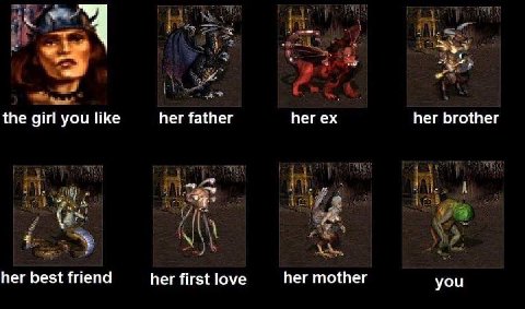 the girl you like her father her her brother her best friend her first love her mother you