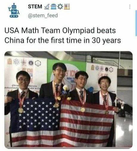 STEM а @stem_feed USA Math Team Olympiad beats China for the first time in 30 years у mes