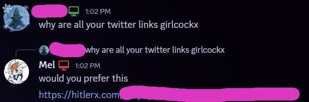 why are all your twitter links girlcockx are all your twitter links girlcockx Mel would you prefer this https://hitlerx.com
