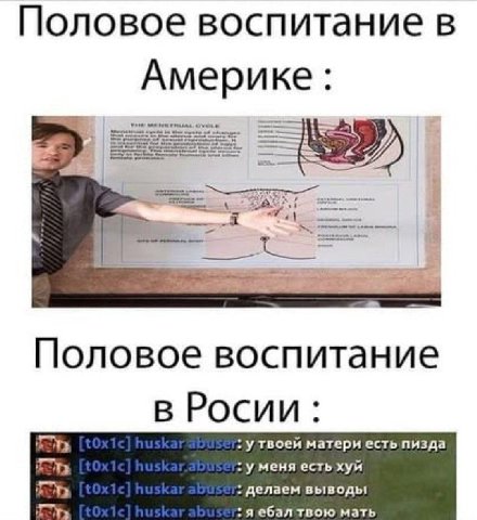 Половое воспитание в Половое воспитание в Росии: матери есть пизда у меня есть хуй делаем я ебал твою мать