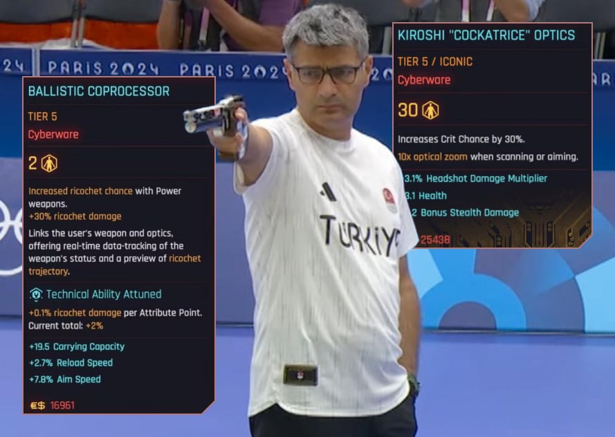 KIROSHI "COCKATRICE" OPTICS TIER 5 ICONIC 2024 PARIS 2024 BALLISTIC COPROCESSOR TIERS 30 Cyberware Increases Crit Chance 30%. optical zoom when scanning or aiming. 2@ 3.1% Headshot Damage Multiplier I