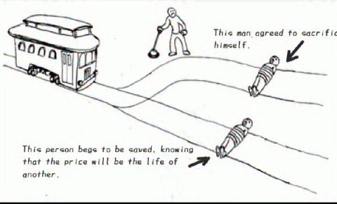 This man agreed to sacrif 007 himsel This person begs to be saved, knowing that the price will be the life of another