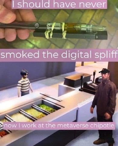nave never smoked the digital spliff С work at the metaverse chipotle