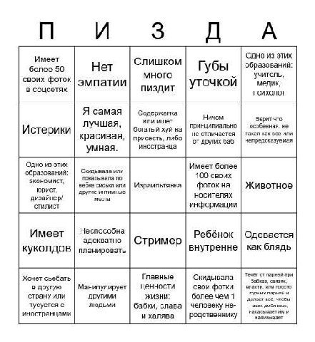 И 3 А Имеет Слишком Одно из этих более 50 Нет образований: МНОГО Губы учитель, своих фоток эмпатии в соцсетях пиздит уточкой медик, психолог Я самая Содержанка Ничем или ищет Варит что лучшая, богатый