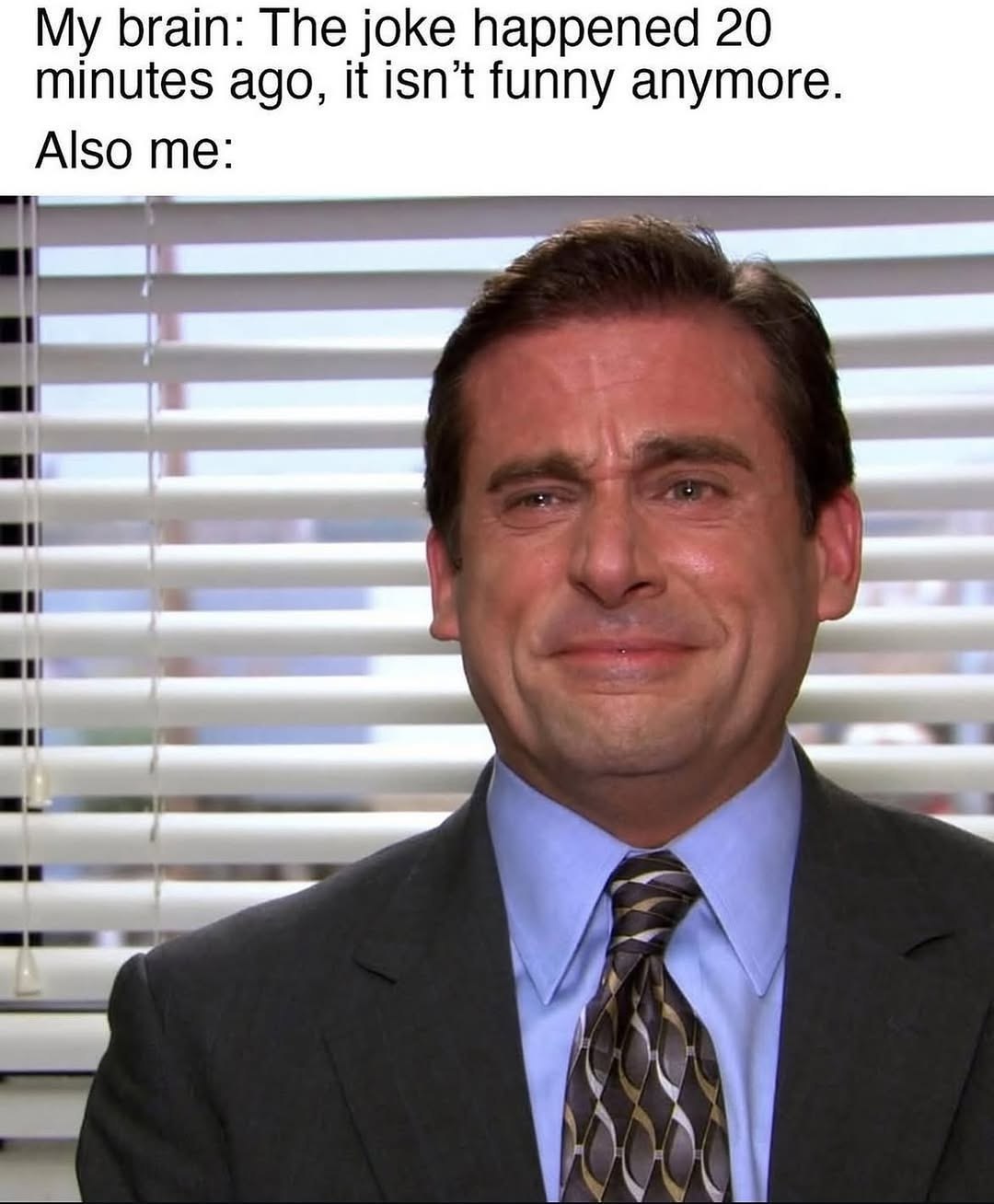 My brain: The joke happened 20 minutes ago, it isn’t funny anymore. Also me: а