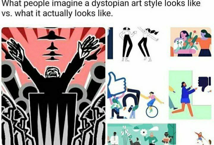 Wnat peopie imagine а aystopian art style like what it actually looks like.