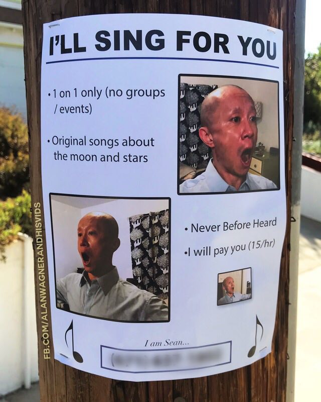"What do you do for a living?"
"Oh. I listen to Sean sing"