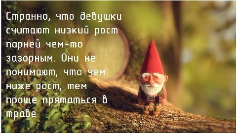 Странно, что девушки считают рост парней зазорным. Они на понимают, что. ниже рост, тем проще: прятаться 6 4