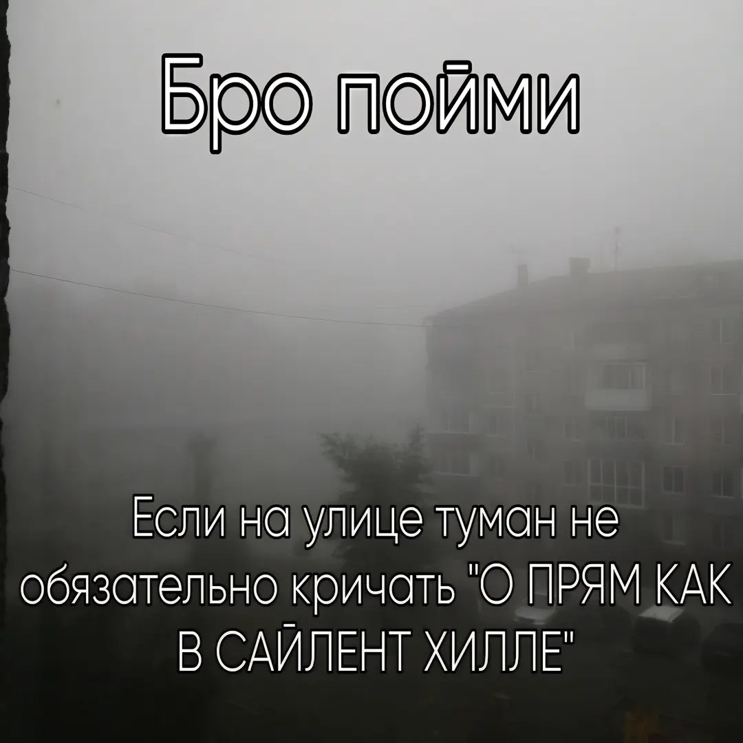 Бро Пойми Если на улице туман не обязательно кричать "О ПРЯМ КАК В САИЛЕНТ ХИЛЛЕ'