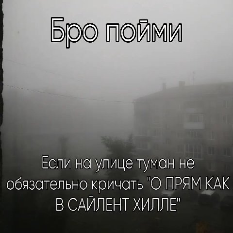 Бро Пойми Если на улице туман не обязательно кричать "О ПРЯМ КАК В САИЛЕНТ ХИЛЛЕ'
