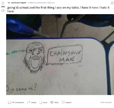 r/animecirclejerk 870 going to school and the first thing i see on my table. i hate it here i hate it here ess 4 У Que como