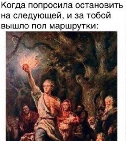 Когда попросила остановить на следующей, и за тобой вышло пол маршрутки:
