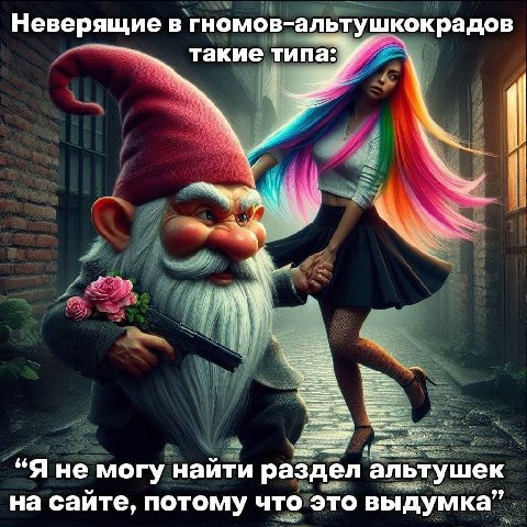 Неверящие в гномов-альтушкокрадов такие типа #4 у “Я He могу найти аздел альтушек на сайте, потому что это выдумка”