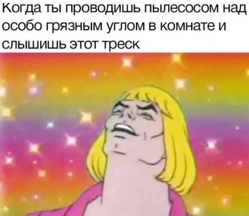 Когда ты проводишь пылесосом над особо грязным углом в комнате и слышишь этот треск a