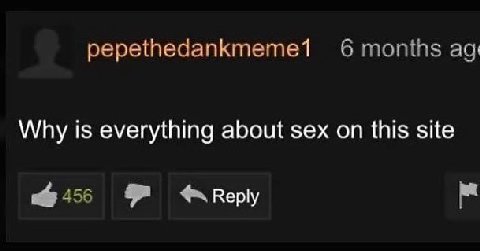 6 months Why is everything about sex on this site 456 Reply