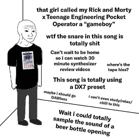 that girl called my Rick and Morty Teenage Engineering Pocket Operator a “gameboy” wtf the snare in this song is totally shit Can’t май to be home so i can watch 30 minute synthesizer where’s the revi