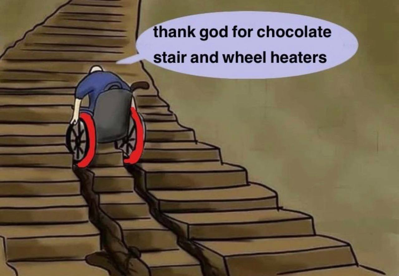 hank god for chocolate stair and wheel heaters