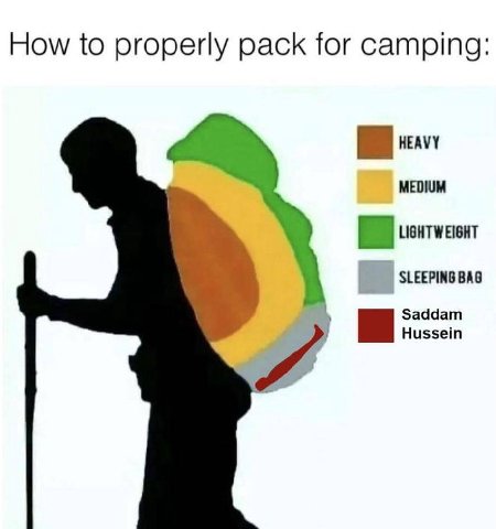 How to properly pack for camping MEDIUM SLEEPING BAG Saddam Hussein