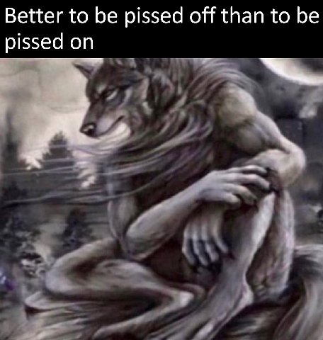 Better to be pissed off than to be pissed on